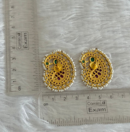 Matte finish kemp-green mango peacock big stud/earrings dj-52106
