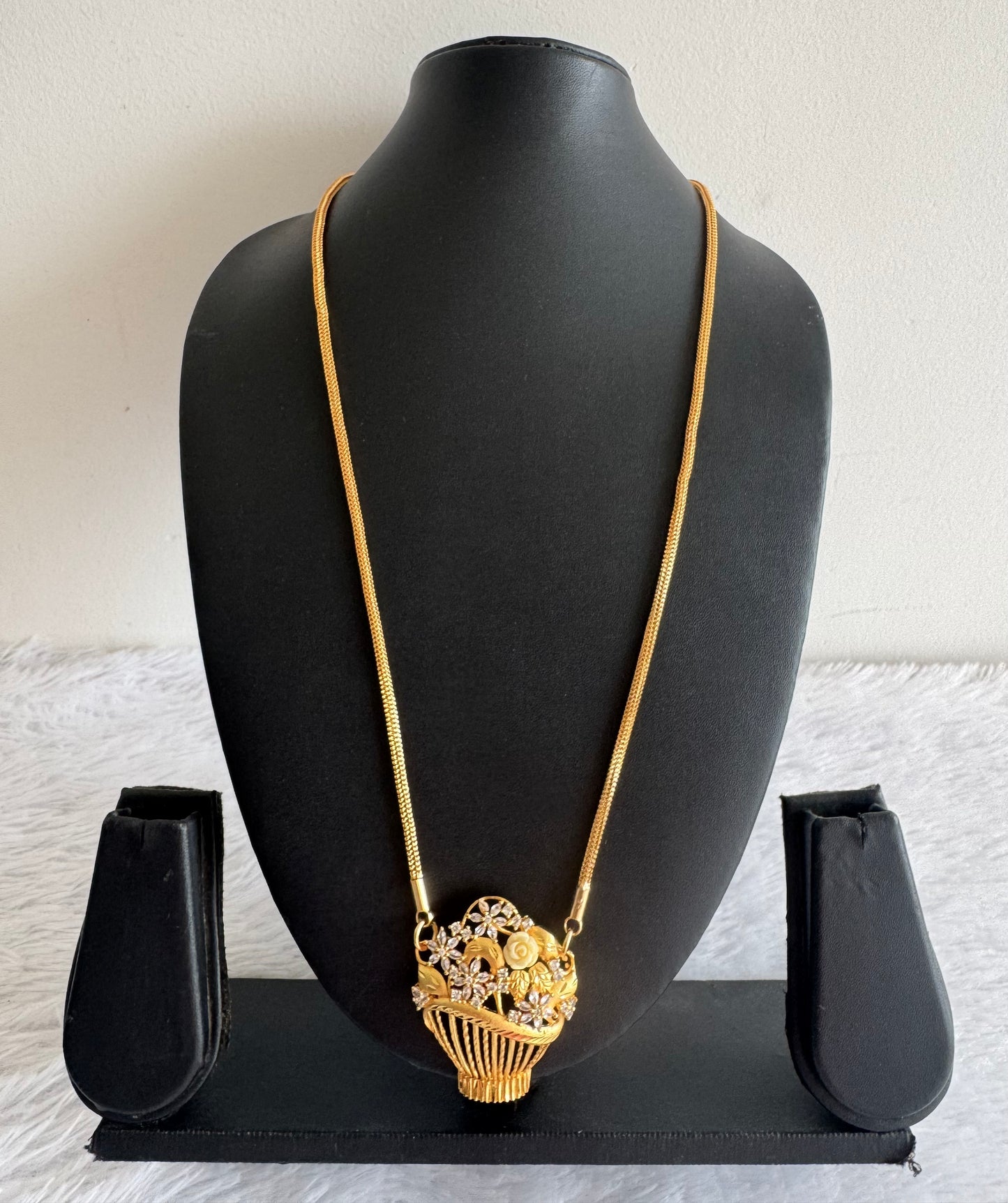Gold tone 24 inches chain with flower pot pendant dj-52218
