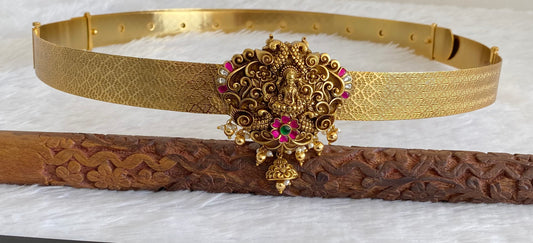 Matte finish pink-green-white kundan jadau lakshmi peacock waist belt dj-53471