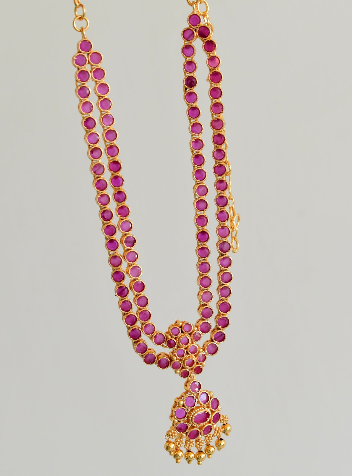 Matte finish ruby double layer attigai/necklace set dj-53182