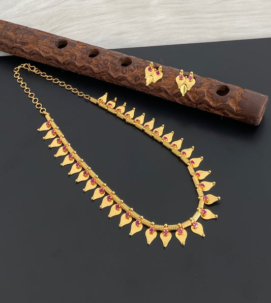 Gold tone kerala style thali kootam necklace set dj-54538