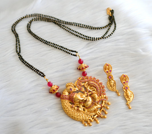 Matte finish ruby stone ganesha pendant mangalsutra dj-43632