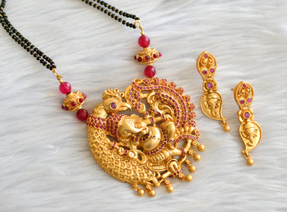 Matte finish ruby stone ganesha pendant mangalsutra dj-43632