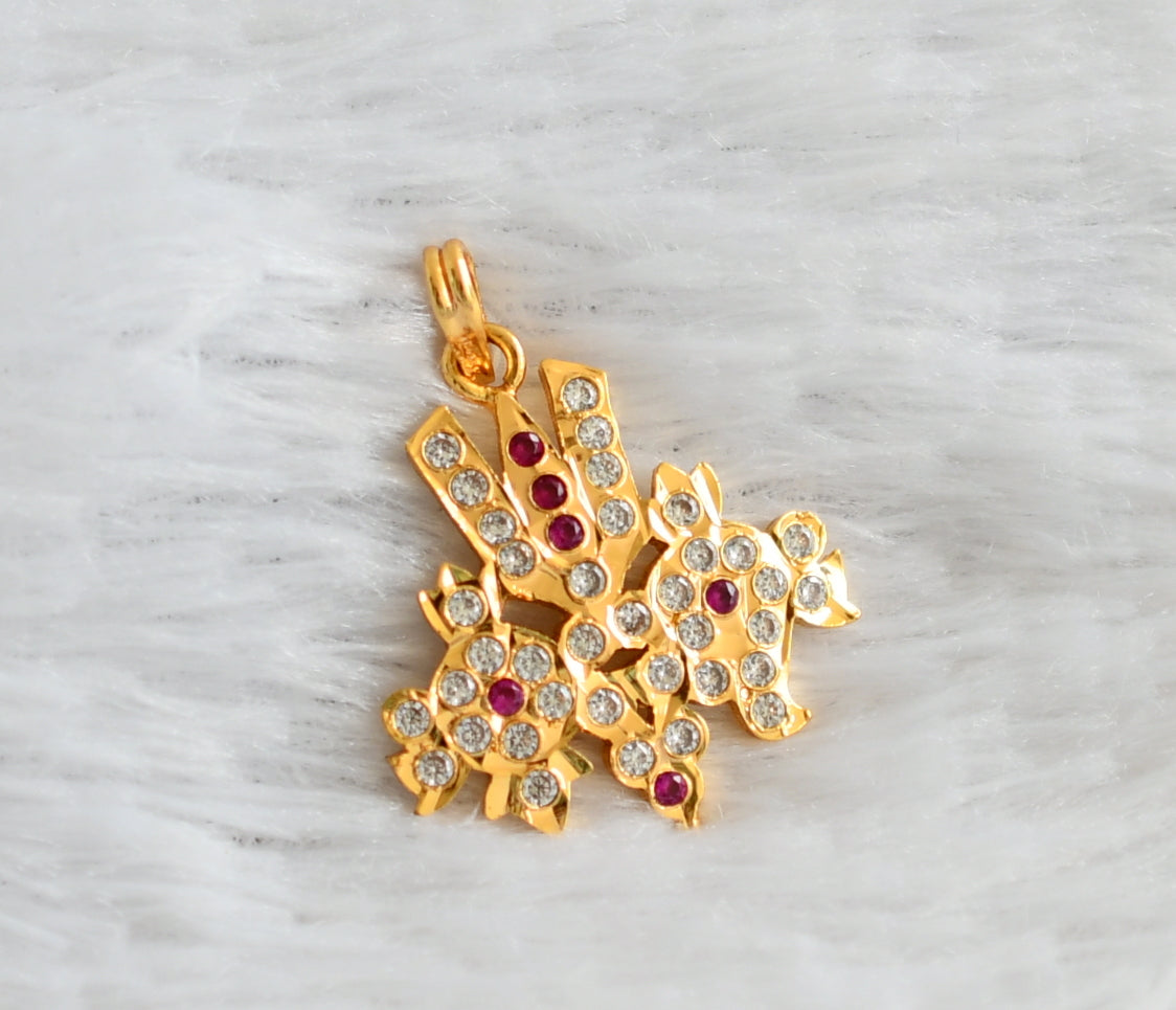 Gold tone ad stone pink-white shanku-nama-chakra pendant dj-46953