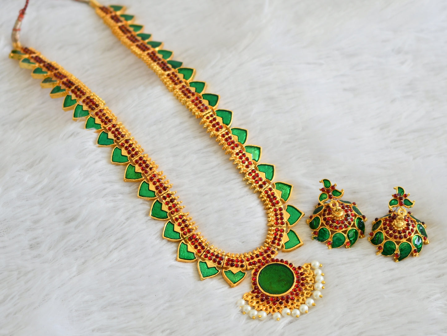 Gold tone Green Palakka Kerala style Haar Set DJ15053