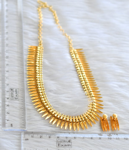 Gold tone pink mulla mottu necklace set dj-43571