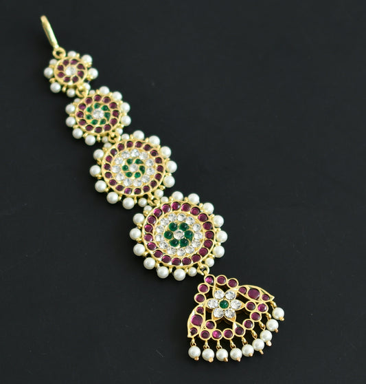 Gold tone semi precious Kemp Bridal Tikka -dj11101