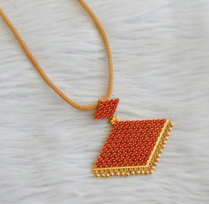 Gold tone 24 inches chain with coral pathakkam pendant dj-45288