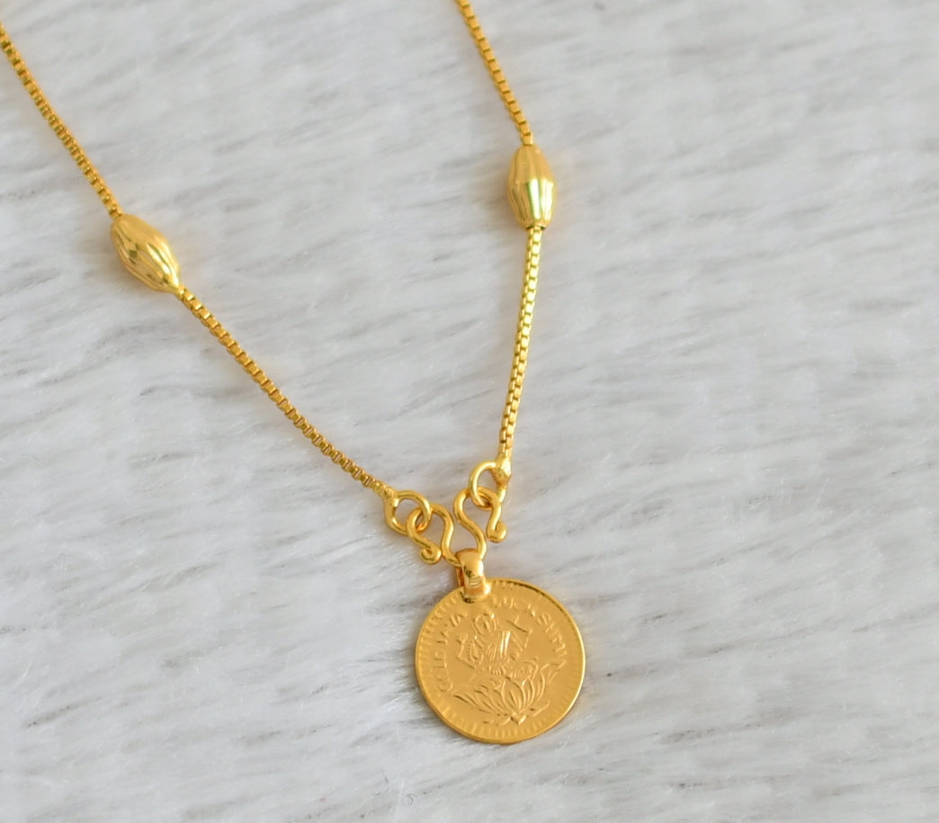 Gold tone 18 inches chain with lakshmi coin pendant dj-48763