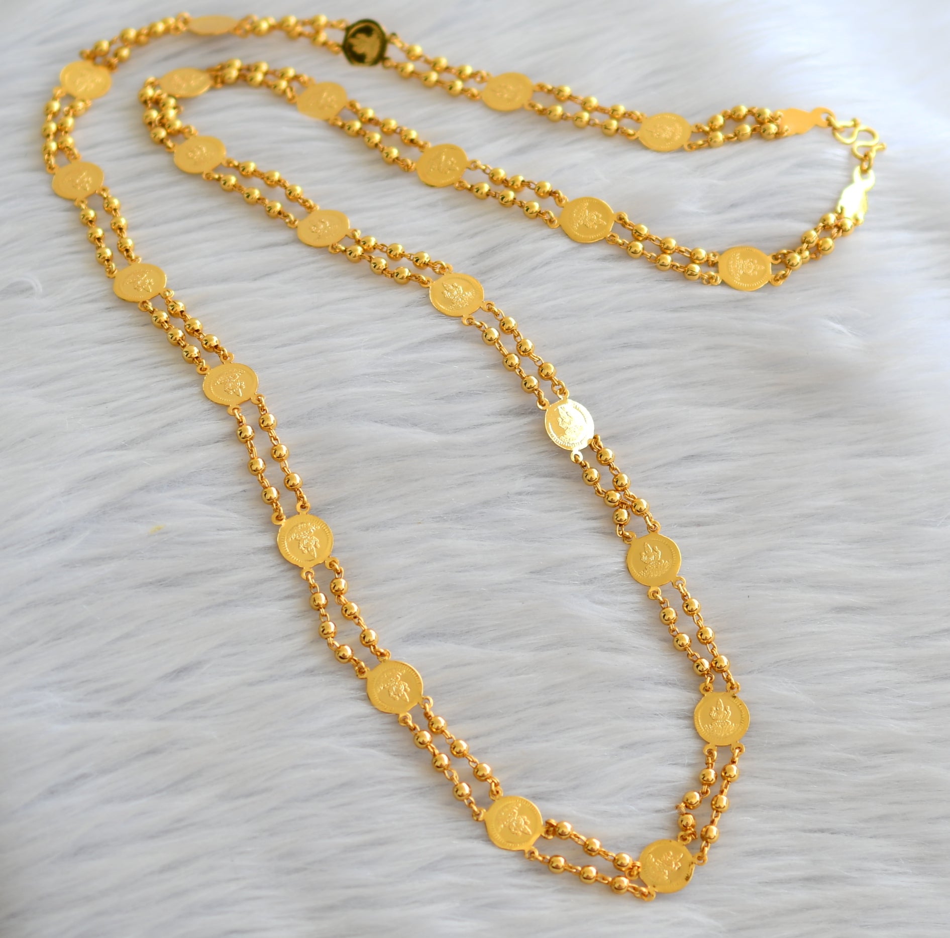 Gold tone double layer 30 inches Lakshmi coin chain dj-37336 – dreamjwell