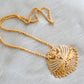 Gold tone white stone swan pendant with chain dj-42362