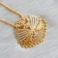 Gold tone white stone swan pendant with chain dj-42362