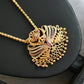 Gold tone white-ruby stone swan pendant with chain dj-42363