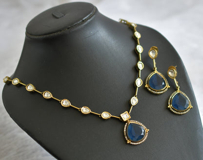 Antique cz blue-white stone necklace set dj-46982