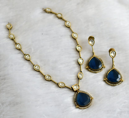 Antique cz blue-white stone necklace set dj-46982