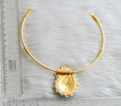 Gold tone pink-blue-white kundan jadau mango Hasli necklace dj-42356