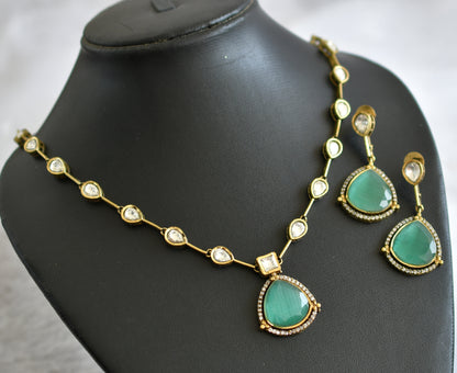 Antique cz sea green-white stone necklace set dj-46977