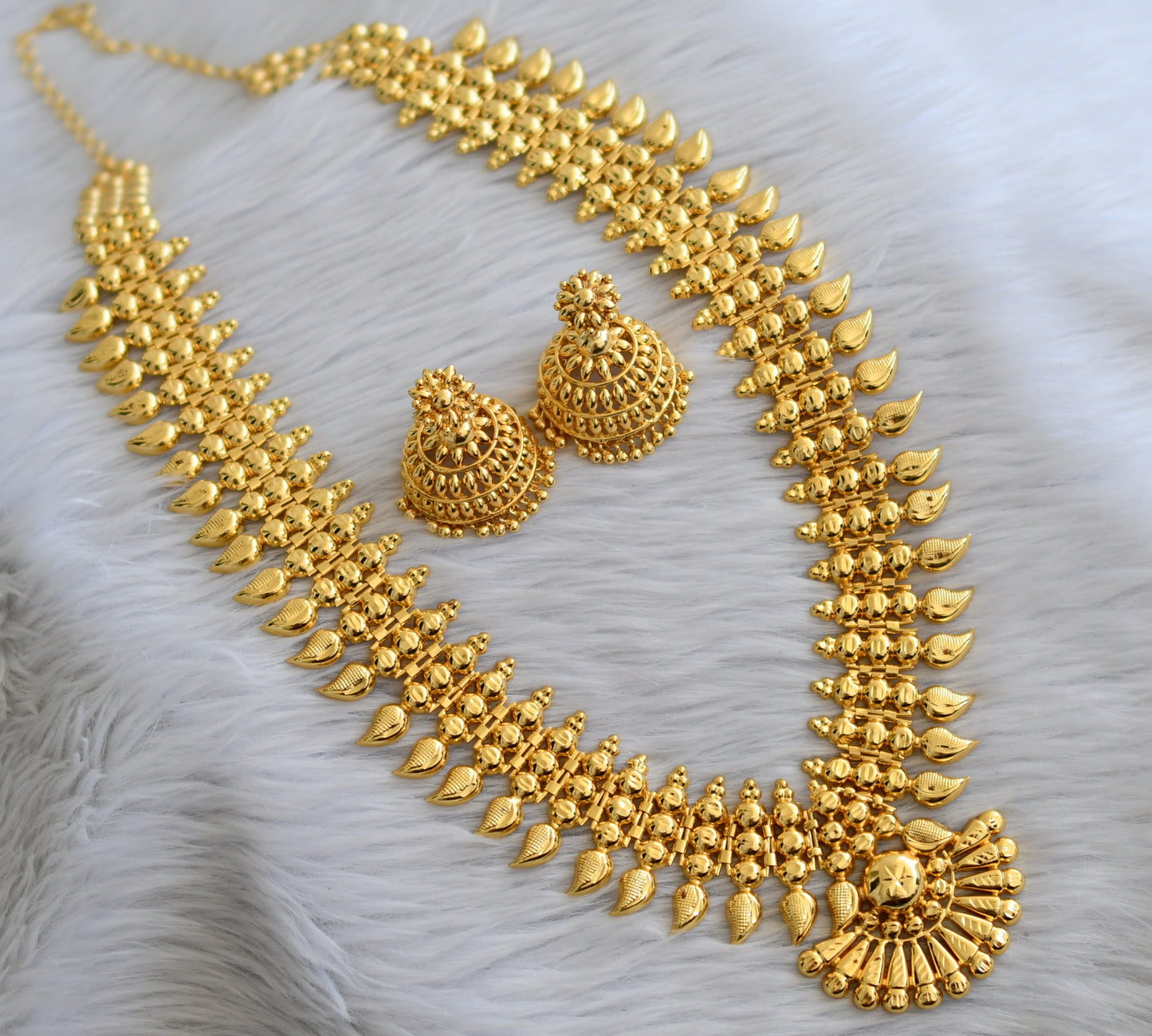 Gold tone kerala style mango haar set dj-45299