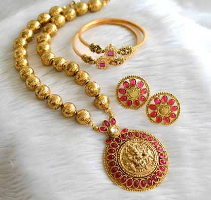 Antique gold tone kemp lakshmi necklace combo set dj-43669