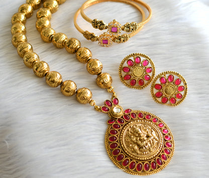 Antique gold tone kemp lakshmi necklace combo set dj-43669