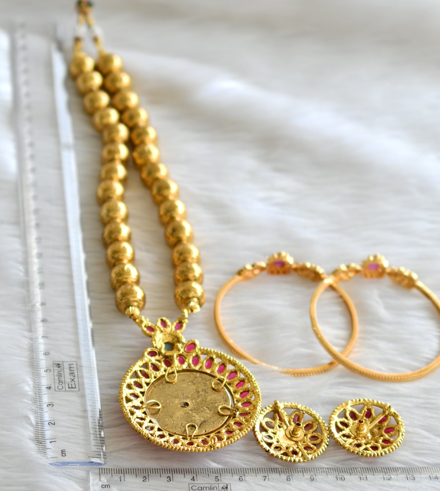 Antique gold tone kemp lakshmi necklace combo set dj-43669