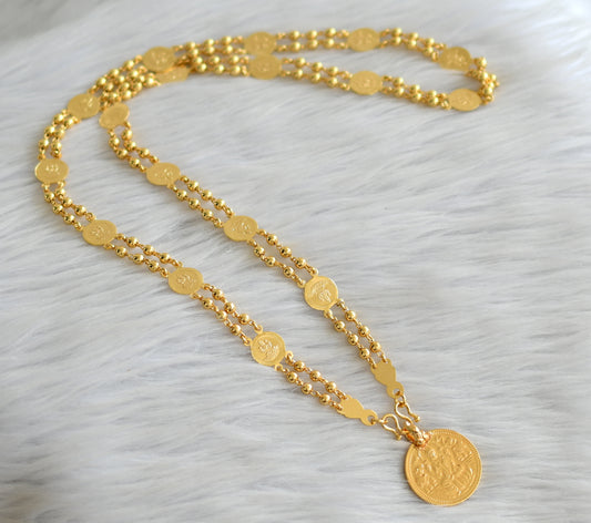Gold tone 24 inches lakshmi coin chain with lakshmi coin pendant dj-43651