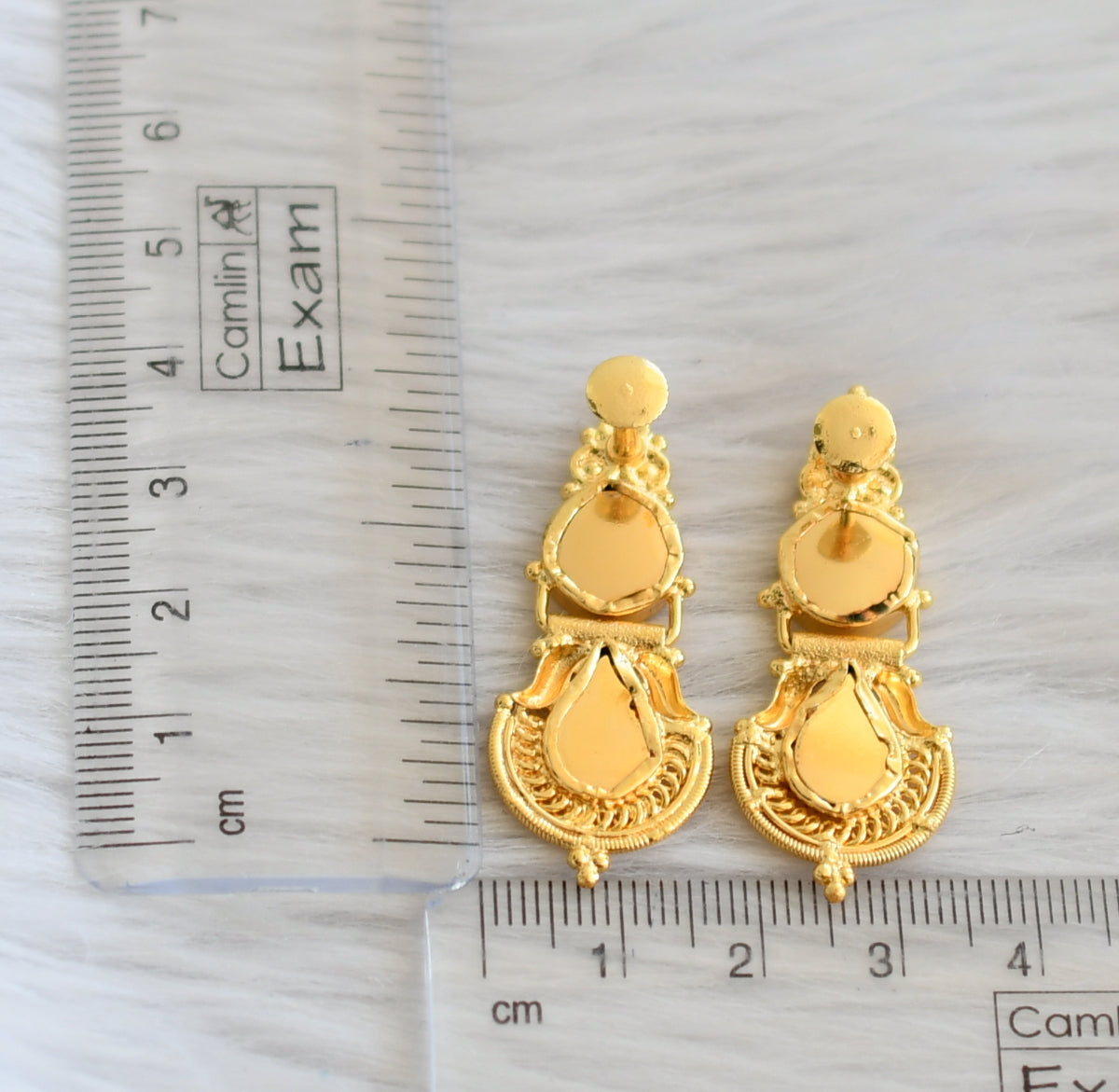Gold tone pink-green Gopi kerala style earrings dj-45319