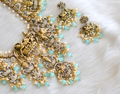 Matte finish cz white stone Victorian Dasavatharam necklace set dj-42381