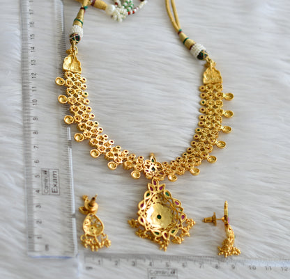 Gold tone ruby-emerald necklace set dj-02006