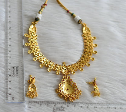 Gold tone ruby necklace set dj-02007