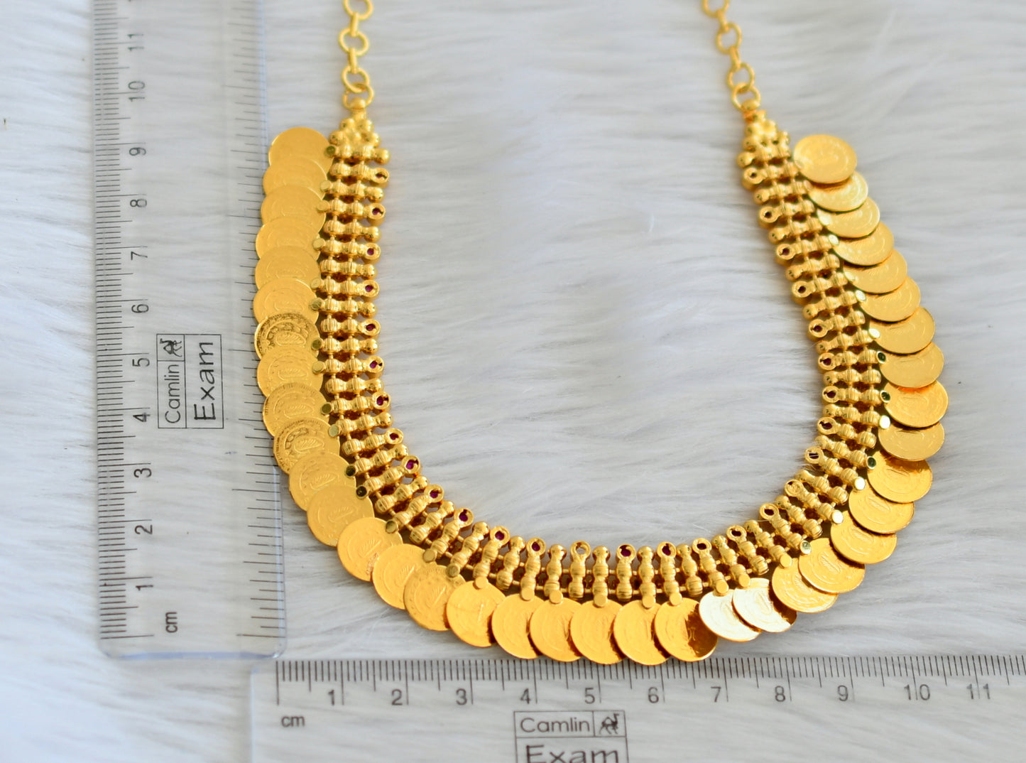 Gold look alike ad pink lakshmi coin necklace dj-45324