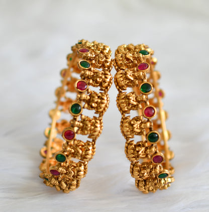 Matte finish kemp-green stone lakshmi bangles(2.8) dj-43682