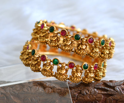 Matte finish kemp-green stone lakshmi bangles(2.8) dj-43682