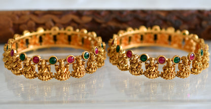 Matte finish kemp-green stone lakshmi bangles(2.8) dj-43682