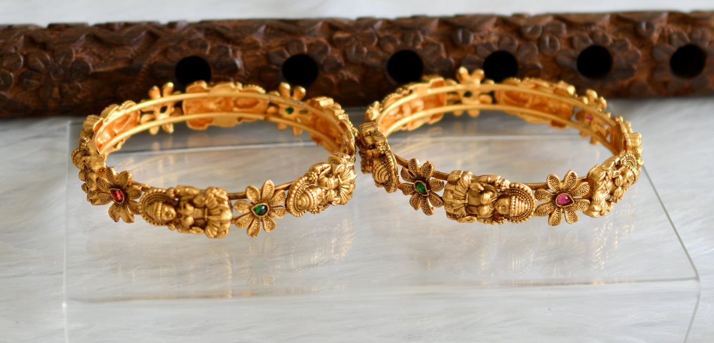 Matte finish kemp-green flower lakshmi bangles(2.8) dj-43694