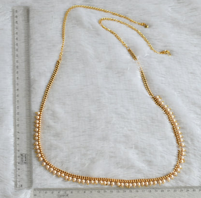 Antique gold tone pearl beaded waist chain dj-48798