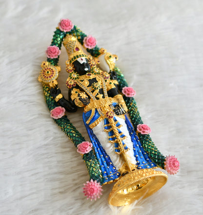 Gold tone green-ruby-white sri balaji idol/vigraham dj-43474