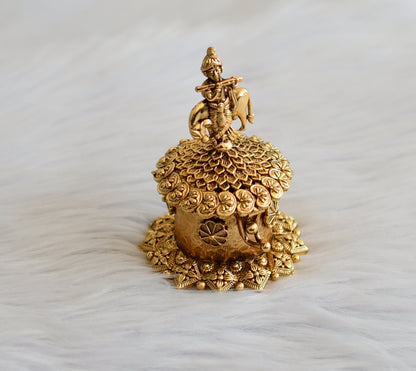 Antique gold tone krishna kumkum box dj-45327