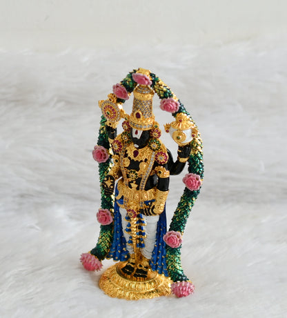 Gold tone cz white-ruby-green sri balaji idol/vigraham dj-43473