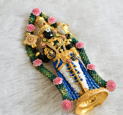 Gold tone cz white-ruby-green sri balaji idol/vigraham dj-43473