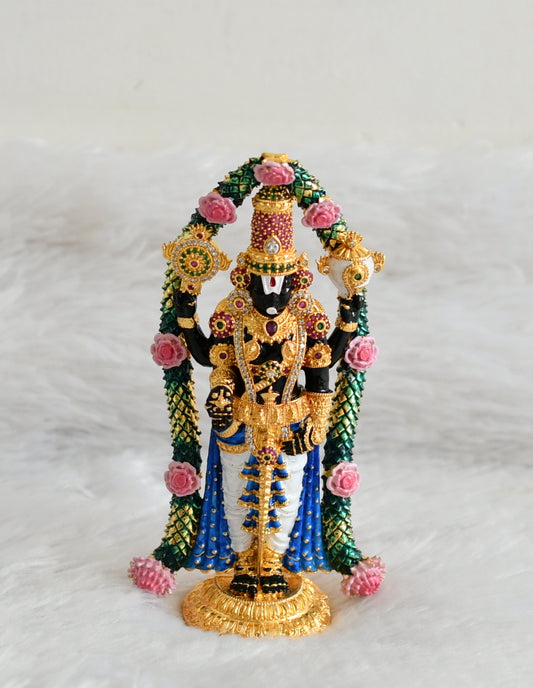 Gold tone ruby-green-white stone sri balaji idol/vigraham dj-43472