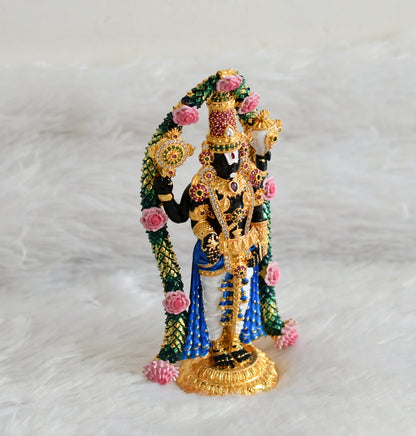 Gold tone ruby-green-white stone sri balaji idol/vigraham dj-43472