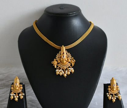 Matte finish ruby-white thirumal choker/necklace set dj-45475