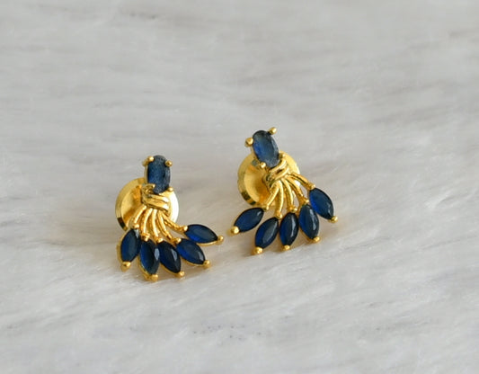 Gold tone blue stone earrings dj-47025