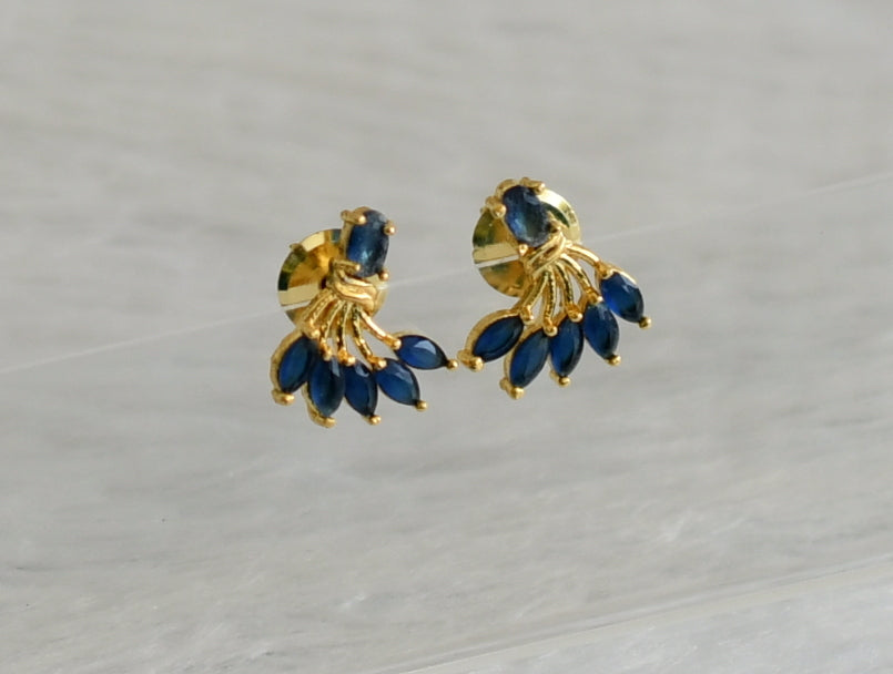 Gold tone blue stone earrings dj-47025