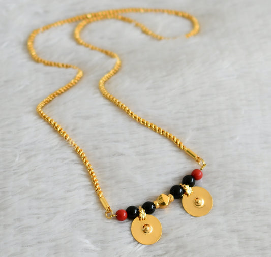 Gold tone coral-black beads mangalyam dj-38673