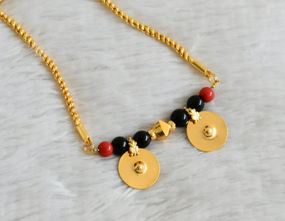 Gold tone coral-black beads mangalyam dj-38673