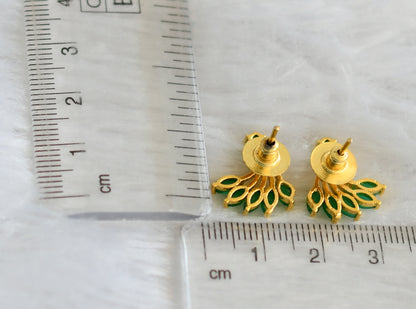 Gold tone green stone earrings dj-47024