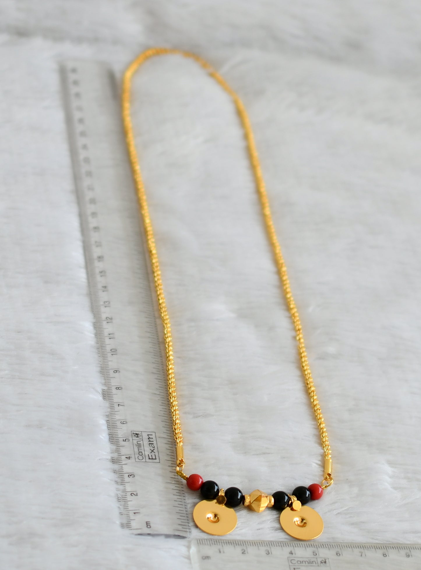 Gold tone coral-black beads mangalyam dj-38673