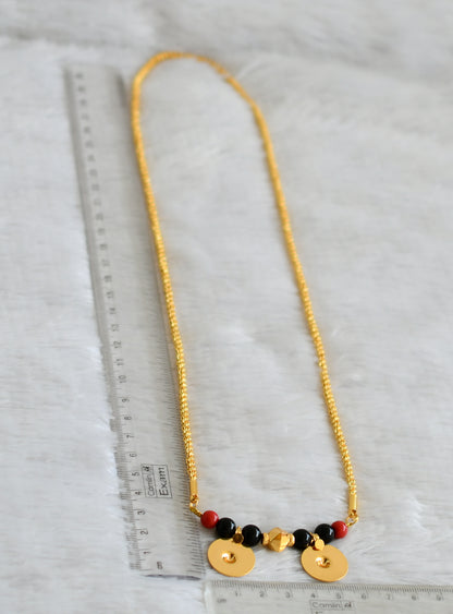 Gold tone coral-black beads mangalyam dj-38673